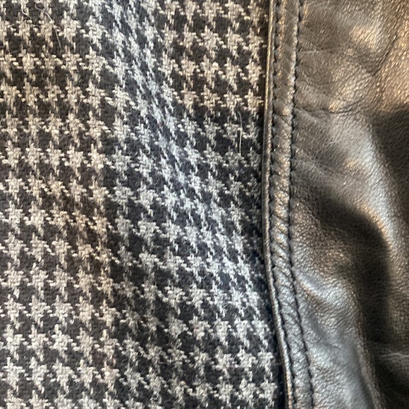 Trouve Quilted Leather & Houndstooth Moto Jacket Size Small - Picture 6 of 14